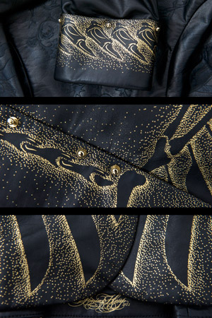David Walsh, leather jacket 24K gold and laser etching, Sonia Heap